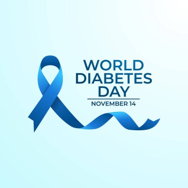 Dünya Diyabet Günü vektör tasarımı kutlama kullanımı için iyi bir şablon. Dünya Diyabet Günü. Mavi kurdele düz tasarım. 10 saniye..