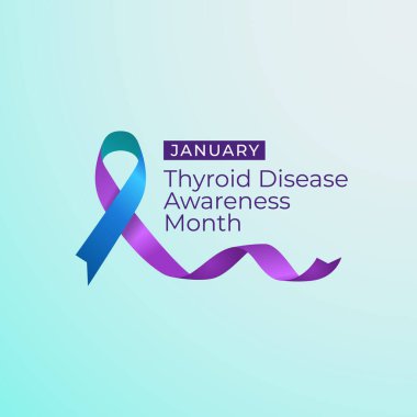 Tiroid Farkındalık Ay vektör tasarımı kutlama kullanımı için iyi bir şablon. Tiroid Farkındalık Ayı tasarımı. Vektör kurdelesi. düz dizayn. 10 saniye..