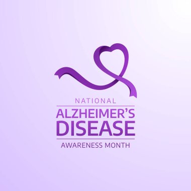 Ulusal Alzheimer Hastalıkları Farkındalık Ayı vektör tasarımı kutlama kullanımı için iyi bir şablon. Mor kurdele. düz dizayn. 10 saniye..
