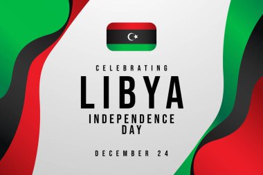 Libya Bağımsızlık Günü vektör tasarımı kutlama kullanımı için iyi bir şablon. Libya Bağımsızlık Günü tasarımı. düz dizayn. esp 10.