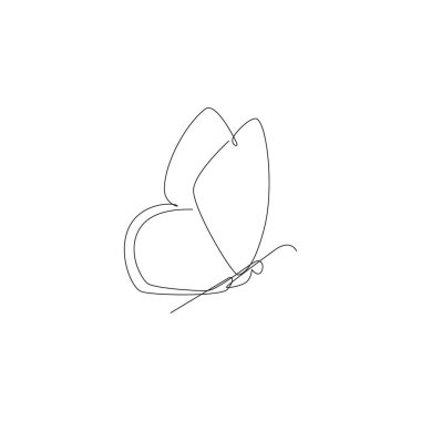 Kelebek sürekli olarak şablon çiziyor. Kutlama için iyi. Devamlı çizgi elementi çizimi. Vektör çizgisi. monoline varlığı.