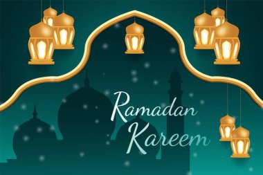 Ramazan Kareem yeşil ve altın arkaplan