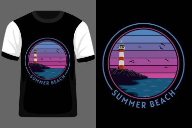 Summer Beach Retro Vintage Tişört Tasarımı