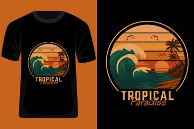 Tropik Cennet Retro Vintage Tişört Tasarımı