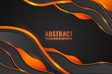 Siyah ve turuncu renkli soyut sıvı arkaplan