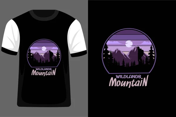 Camiseta Wild Lands Mountain Retro Vintage Diseño — Archivo Imágenes Vectoriales