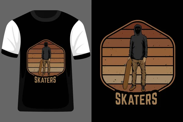 Skater Braune Mode Retro Vintage Shirt Design — Stockvektor