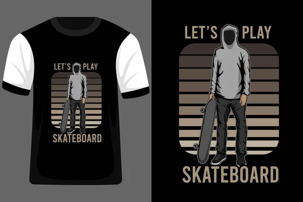 Umožňuje Hrát Skateboard Retro Vintage Shirt Design — Stockový vektor