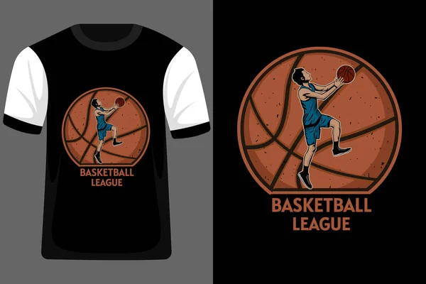 バスケットボールリーグレトロヴィンテージTシャツデザイン — ストックベクタ