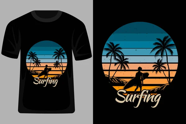 stock vector Surfing Beach Retro Vintage T Shirt Design