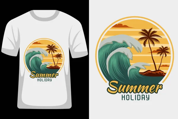 Verão Feriado Retro Vintage Shirt Design — Vetor de Stock