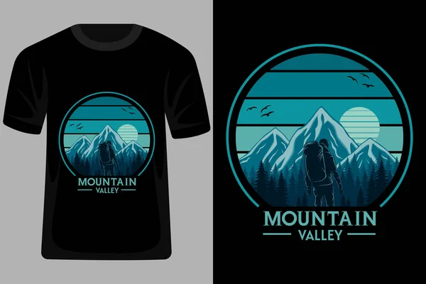 Mountain Valley Retro Vintage Shirt Design — Stock Vector
