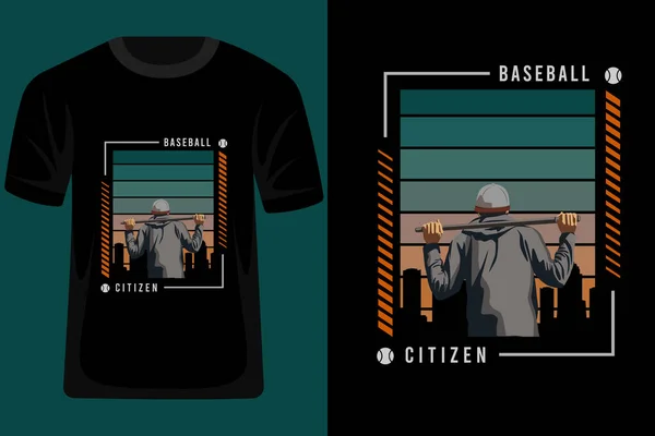 Baseball Citizen Retro Vintage Shirt Design — Stock Vector