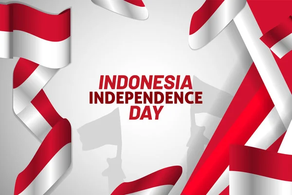 Indonesien Lycklig Självständighet Bakgrund Med Flagga — Stock vektor