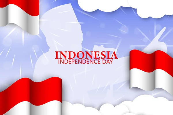 Indonesien Självständighetsdag Med Flagga Bakgrund — Stock vektor