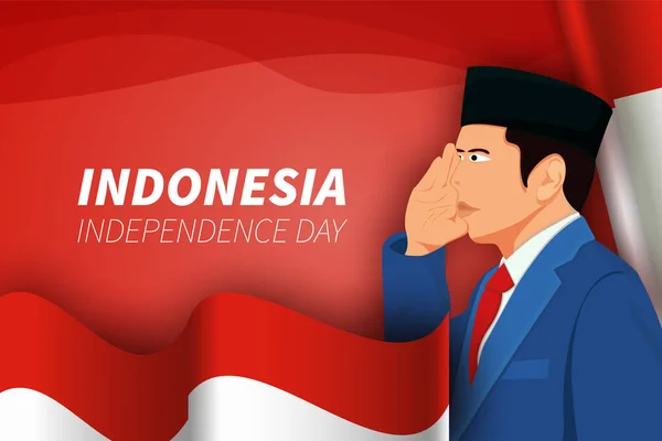 Ινδονησία Ημέρα Ανεξαρτησίας Φόντο Χαιρετίζουν Σημαία — Διανυσματικό Αρχείο