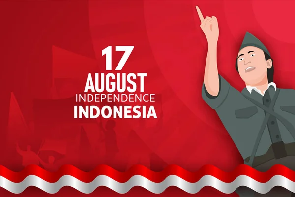 Ινδονησία Ευτυχισμένη Ημέρα Ανεξαρτησίας Γιορτάζουν Φόντο — Διανυσματικό Αρχείο