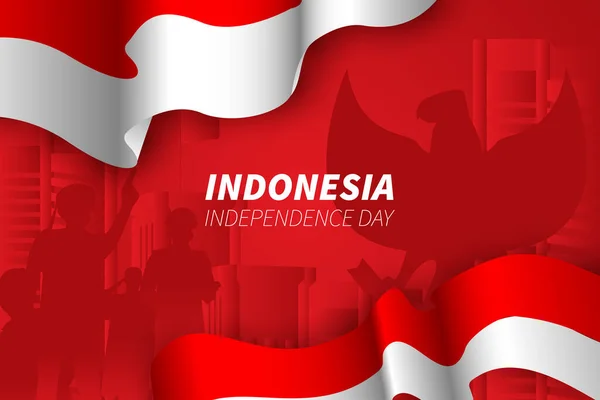 Ινδονησία Ευτυχισμένη Ανεξαρτησία Φόντο Κόκκινο — Διανυσματικό Αρχείο
