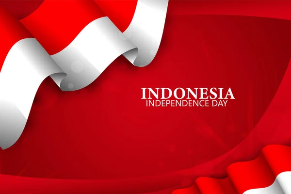Indonesien Självständighetsdagen Röd Med Flagga Bakgrund — Stock vektor
