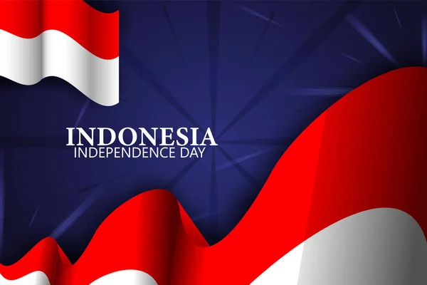 Ινδονησία Ημέρα Ανεξαρτησίας Σημαία Φόντο Μπλε — Διανυσματικό Αρχείο