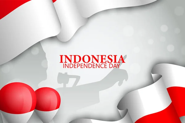 Indonesia Feliz Día Independencia Con Fondo Bandera — Vector de stock