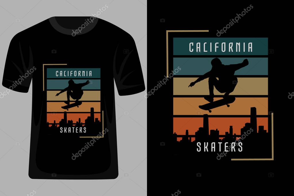 California Skaters Retro Vintage T Shirt Design