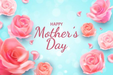 Mutlu Anneler Günü arka plan gerçekçi gül