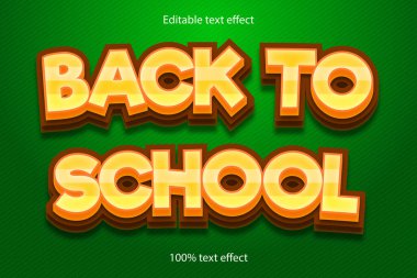 Okula geri dön düzenlenebilir metin efekti kabartma biçimi