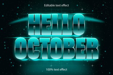Merhaba Ekim düzenlenebilir metin efekti eski stili