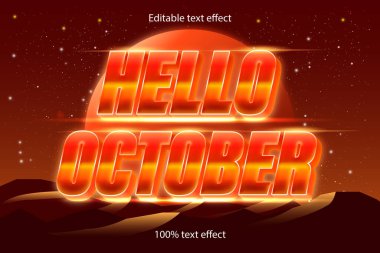 Merhaba Ekim düzenlenebilir metin efekti eski stili