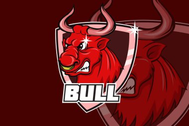 Boğa başlı oyuncu maskotu ve spor logosu