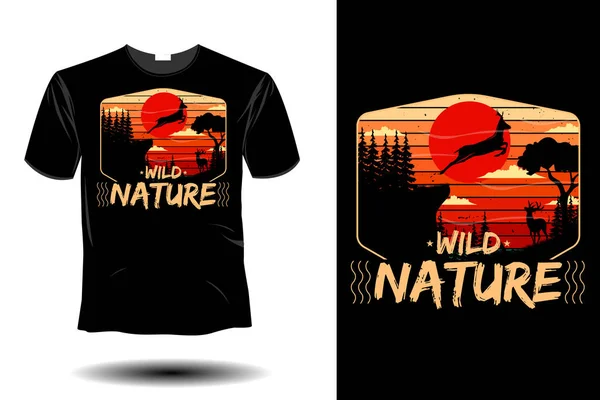 Wild Nature Mockup Retro Vintage Design — Stock Vector