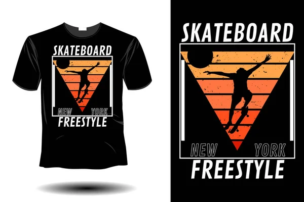 Skate Board New York Freestyle Mockup Retro Vintage Design — Stockový vektor