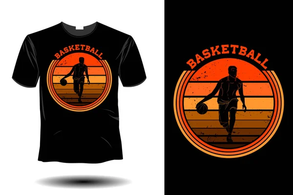 バスケットボールモックアップレトロヴィンテージデザイン — ストックベクタ