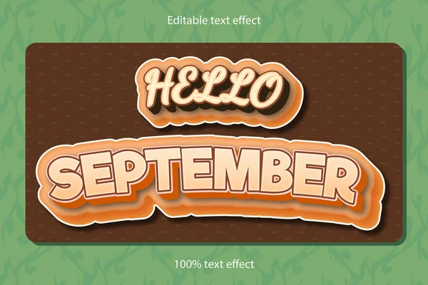 Hallo September Teksteffect — Stockvector