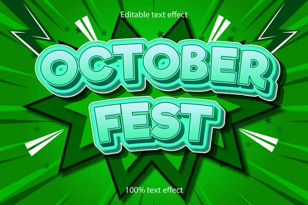 Ottobre Fest Effetto Testo Modificabile Goffratura Cartone Animato Con Stile — Vettoriale Stock