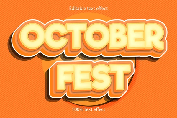 Octubre Fest Editable Efecto Texto Relieve Estilo Dibujos Animados — Archivo Imágenes Vectoriales