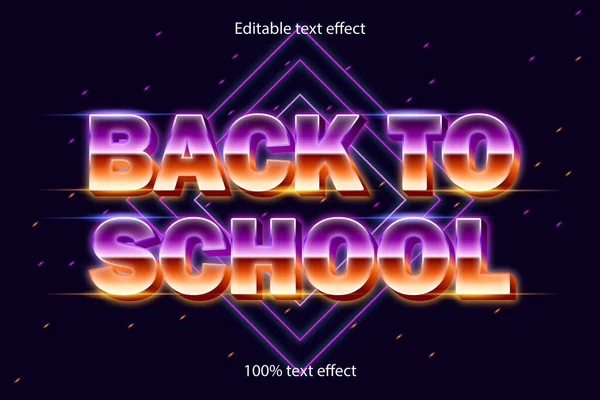 Retour École Effet Texte Modifiable Style Rétro — Image vectorielle