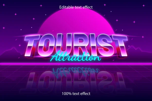 Attraction Touristique Éditable Texte Effet Style Rétro — Image vectorielle