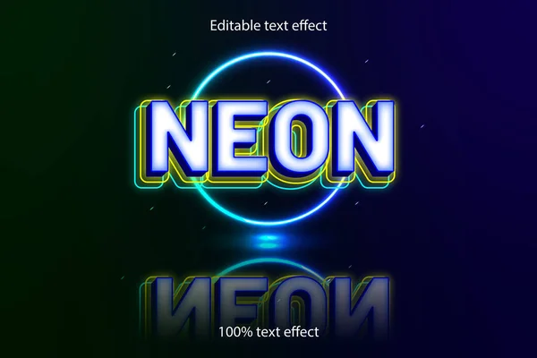 Neón Efecto Texto Editable Estilo Neón — Vector de stock