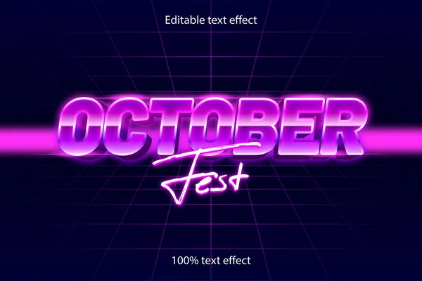 Festival Outubro Editável Efeito Texto Estilo Retro —  Vetores de Stock