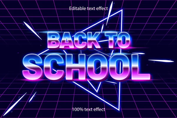 Retour École Effet Texte Modifiable Style Rétro — Image vectorielle