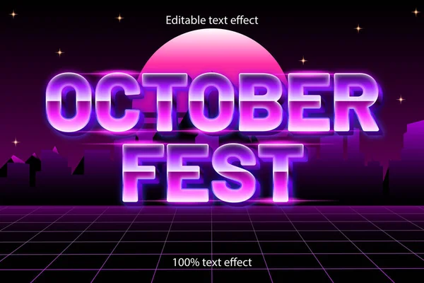 Festival Outubro Editável Efeito Texto Estilo Retro — Vetor de Stock