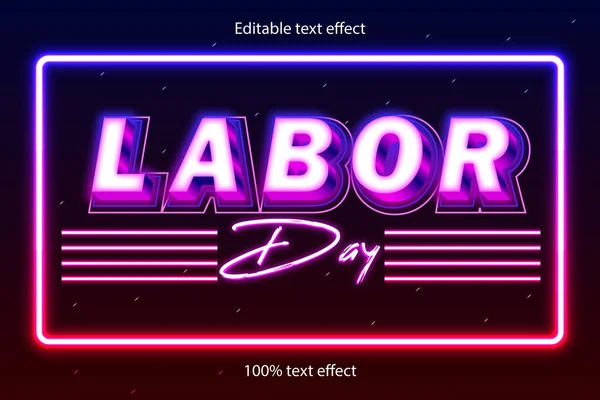 Dia Trabalho Editável Efeito Texto Estilo Neon —  Vetores de Stock