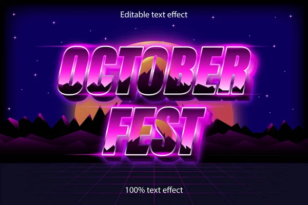 Octubre Fest Editable Efecto Texto Retro Sty — Archivo Imágenes Vectoriales