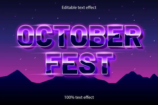 Octubre Fest Editable Efecto Texto Estilo Retro — Archivo Imágenes Vectoriales