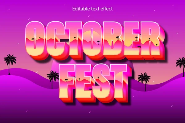 Octubre Fest Editable Estilo Dibujos Animados Efecto Texto — Vector de stock