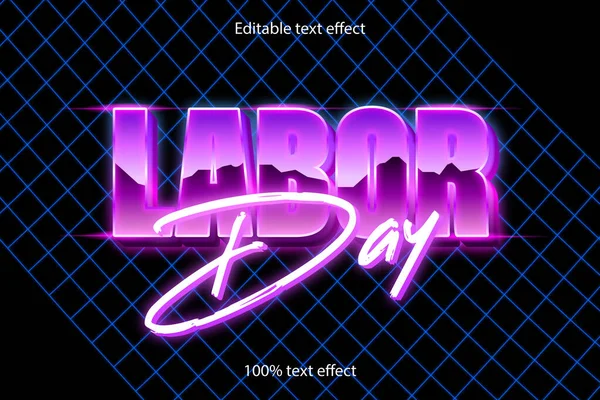Labor Day Editable Text Effect Retro Style — Stock Vector