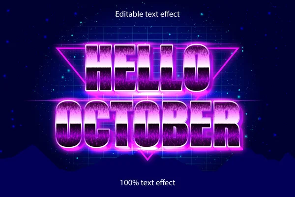 Witam Październik Edytowalny Tekst Efekt Retro Styl — Wektor stockowy
