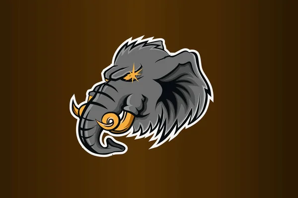 Elephant Head Sport Logo Flat Design Vector — Stock Vector